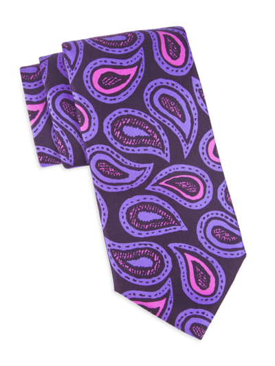 Charvet Novel Paisley Silk Tie In Purple Pink