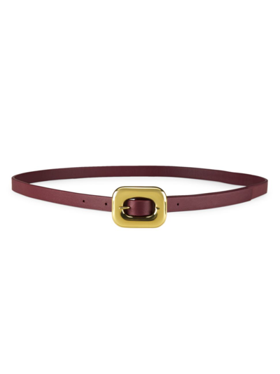 Bottega Veneta Slim Leather Belt In Burgundy