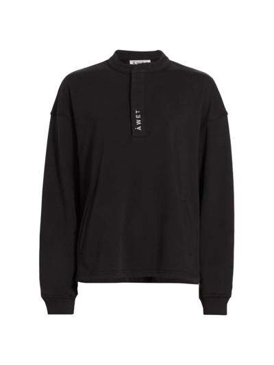 Awet Caloue Henley Sweater In Black