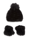 Jocelyn Kids' Little Girl's & Girl's 2-piece Faux Hat And Mandy Mittens Set In Black