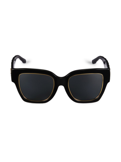 Tory Burch Golden Rim Square Acetate Sunglasses In Black/gray