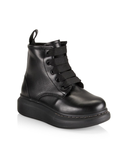 Alexander Mcqueen Babies' Little Kid's & Kid's Leather Lace Up Boots In Black