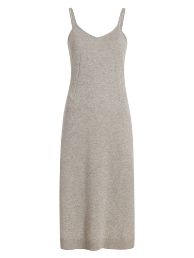 Another Tomorrow Cashmere Slip Midi-dress In Heather Grey