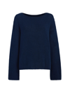 Another Tomorrow Draped Knit Sweater In Navy