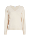 Another Tomorrow Cashmere V-neck Sweater In Cream