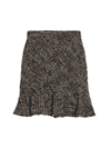 Theory Tweed Flared-hem Miniskirt In Green Multi