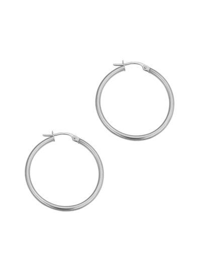 Oradina 14k White Solid Gold Everything Hoops In White Gold
