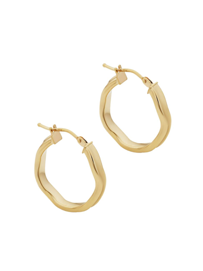 Oradina 14k Yellow Solid Gold Wavemaker Hoops In Yellow Gold