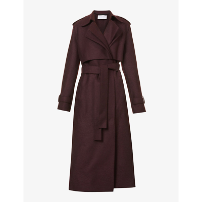 Harris Wharf London Double-breasted Self-tie Regular-fit Wool Coat In Bordeaux