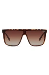 Quay Nightfall 52mm Polarized Shield Sunglasses In Tortoise Gold/ Brown Polarized