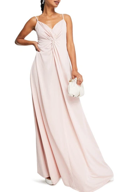 Asos Design Twist Front Cami Maxi Dress In Blush-pink