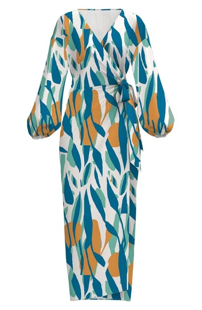 Diarrablu Lala Long Sleeve Wrap Dress In Orange