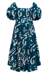 Diarrablu Nura Tiered Puff Sleeve Dress In Blue