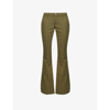 Miaou Thea Pinstriped Wide-leg Low-rise Woven Trousers In Olive Pinstripe