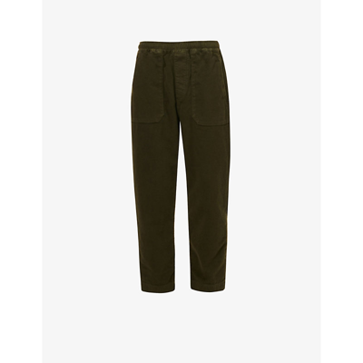 Albam Kennedy Relaxed-fit Straight Cropped-leg Trousers In Olive