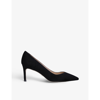 Stuart Weitzman Anny 70 Pointed-toe Suede Court Shoes In Black