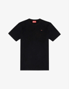 Diesel T-just-microdiv Logo-embroidered Cotton T-shirt In Black Black Black