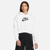Nike Women's  Sportswear Club Fleece Oversized Crop Graphic Hoodie In White/black