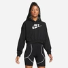 Nike Sportswear Club Fleece Crop Hoodie Sweatshirt In Black/white