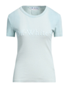 Off-white Woman T-shirt Sky Blue Size 6 Cotton, Elastane