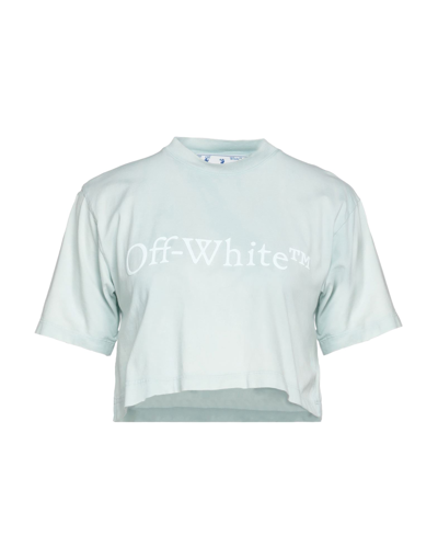 Off-white Woman T-shirt Sky Blue Size L Cotton, Elastane In Blue