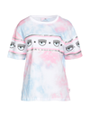 CHIARA FERRAGNI CHIARA FERRAGNI WOMAN T-SHIRT SKY BLUE SIZE XS COTTON, ELASTANE