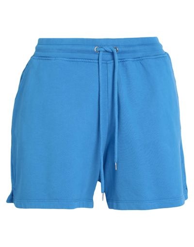 Colorful Standard Women Organic Sweatshorts Woman Shorts & Bermuda Shorts Azure Size L Cotton In Blue