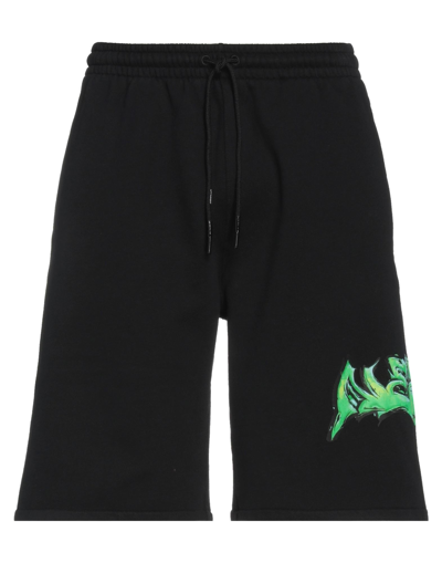 Off-white Printed Cotton-fleece Shorts In Black
