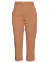 DIXIE DIXIE WOMAN PANTS CAMEL SIZE XS COTTON, ELASTANE