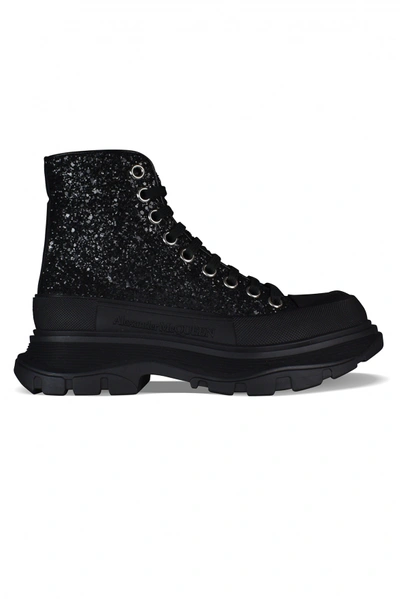 Alexander Mcqueen Sneakers Tread Slick High Aus Schwarzem Canvas In Black