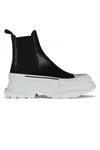 Alexander Mcqueen Black Nappa Leather Tread Slick Ankle Boots In Black