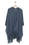 Vince Camuto Feel Like Home Fringe Hem Ruana In Slate Blue