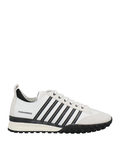 DSQUARED2 DSQUARED2 MAN SNEAKERS WHITE SIZE 8 CALFSKIN, TEXTILE FIBERS