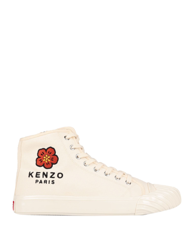 Kenzo Man Sneakers Ivory Size 11 Textile Fibers In White