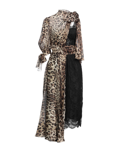 Dolce & Gabbana Midi Dresses In Brown