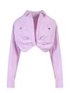 Off-white Co Twist Cropped Cargo Shirt In Purple