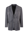 Versace Pastel Pinstripe Wool Blazer In Grey