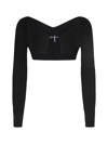 Jacquemus 'la Maille Pralù' Black Cropped Cardigan With Golden Logo In Black