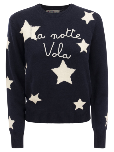 Mc2 Saint Barth Wool-blend Jumper With Embroidery In Blue