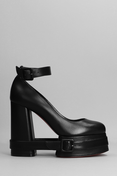 Christian Louboutin Yazefir Strap 130 Buckle-fastening Leather Platform Pumps In Black