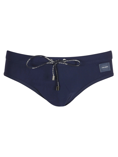 Dolce & Gabbana Drawstring Swim Briefs In Blu