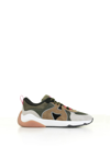 Hogan H597 Sneaker In Green And Gray Suede In Green/tortora