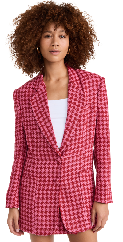 Afrm Sassy Herringbone Jacket In Pink & Red