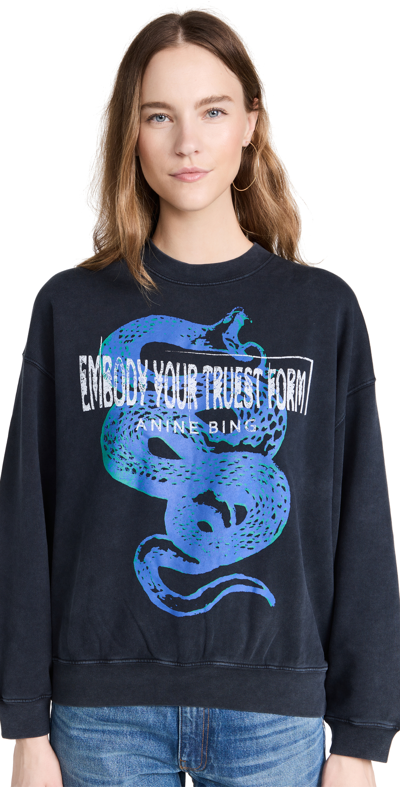 Anine Bing Slogan-print Organic Cotton Sweatshirt In Black
