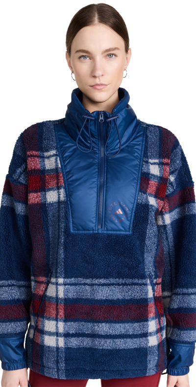 Adidas By Stella Mccartney Fleece Jaquard Winter Jacket In Mystery Blue/light Onix/collegiate Burgundy