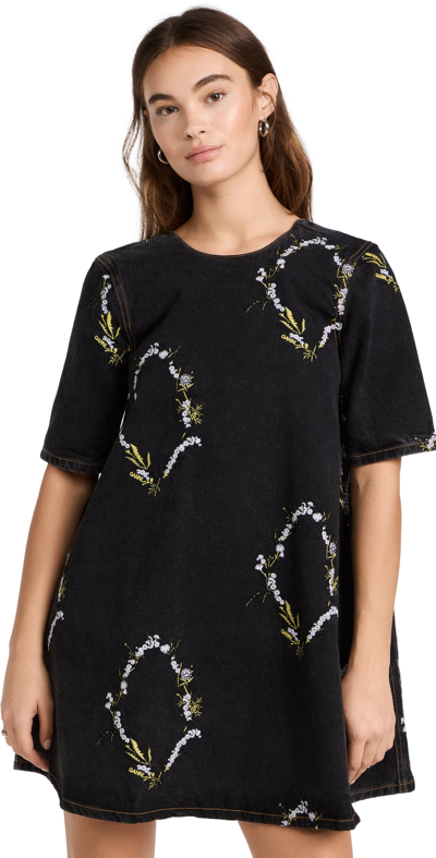 ワンピース Ganni EMBROIDERED DENIM DRESS Ganni Women Embroidered Denim Dress In Blue | ModeSens
