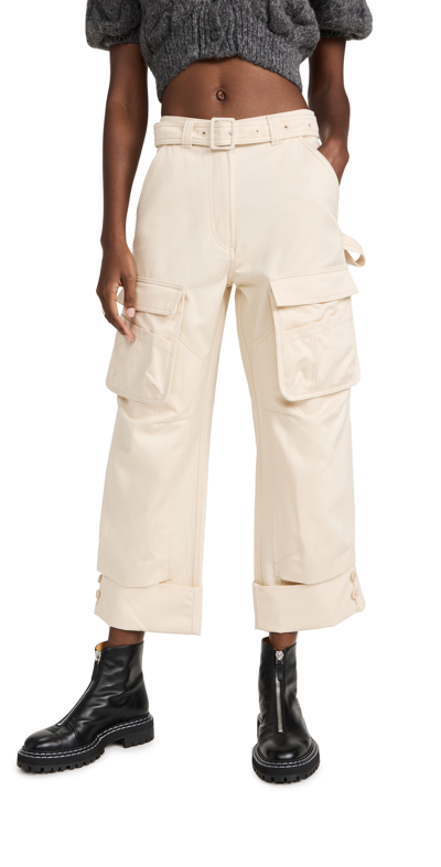Simone Rocha Belted-waist Cotton-drill Cargo Trousers In Beige