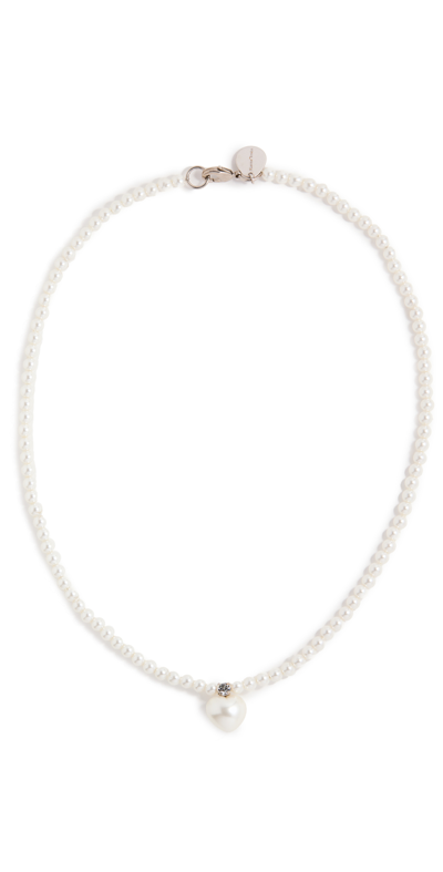 Simone Rocha Pearl Heart Necklace In White