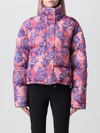 Versace Jeans Couture Allover Floral Printed Quilted Jacket In Pink