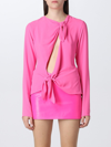 Attico Zelda Knotted Cutout Blouse In Fuchsia